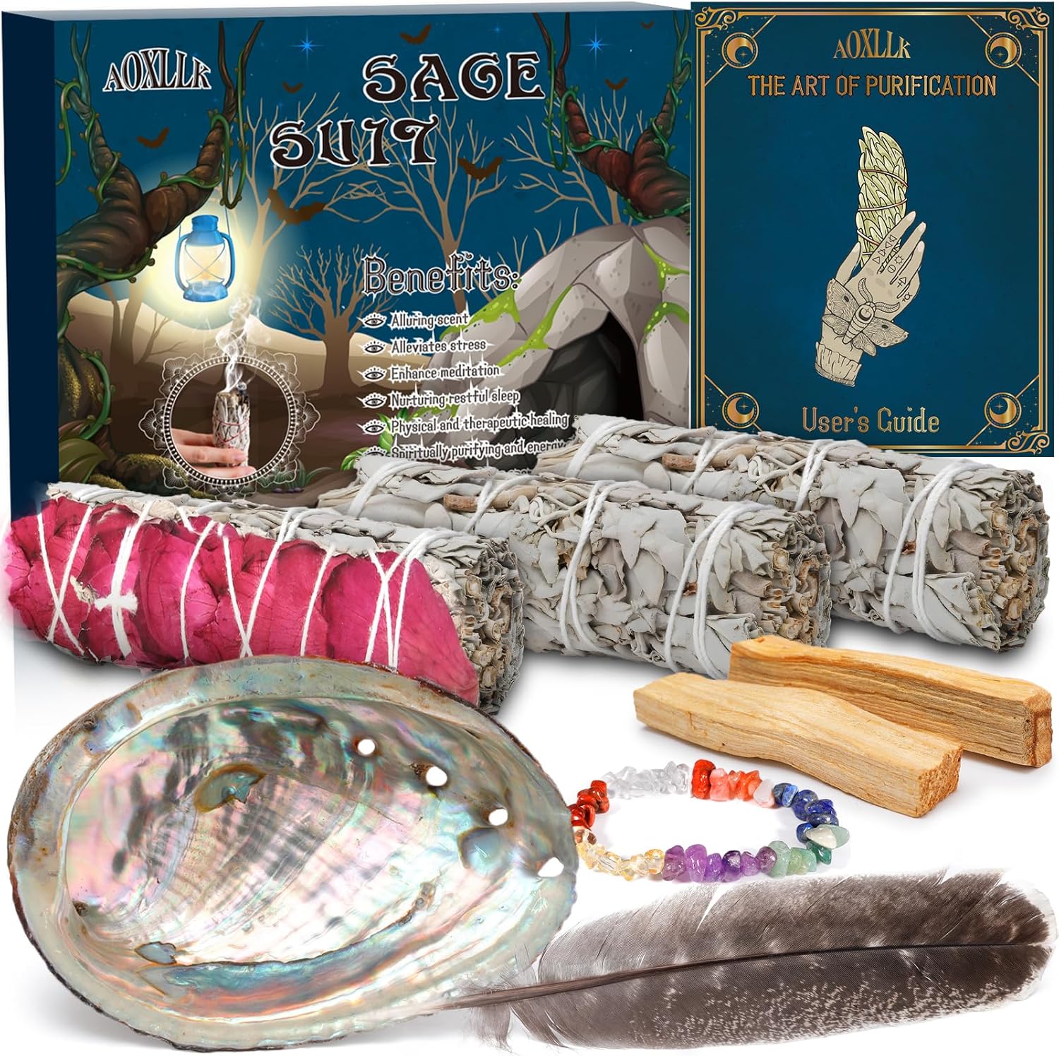 Kit MUOIVG Atados Naturales Completo - Salvia + Palo Santo + Accesorios - ritual-tools - Tienda Esotérica Online